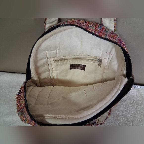 KYBER Cotton And Silk Multicolor Pink Tweed Tote Bag with Top Handles - Picture 8 of 10